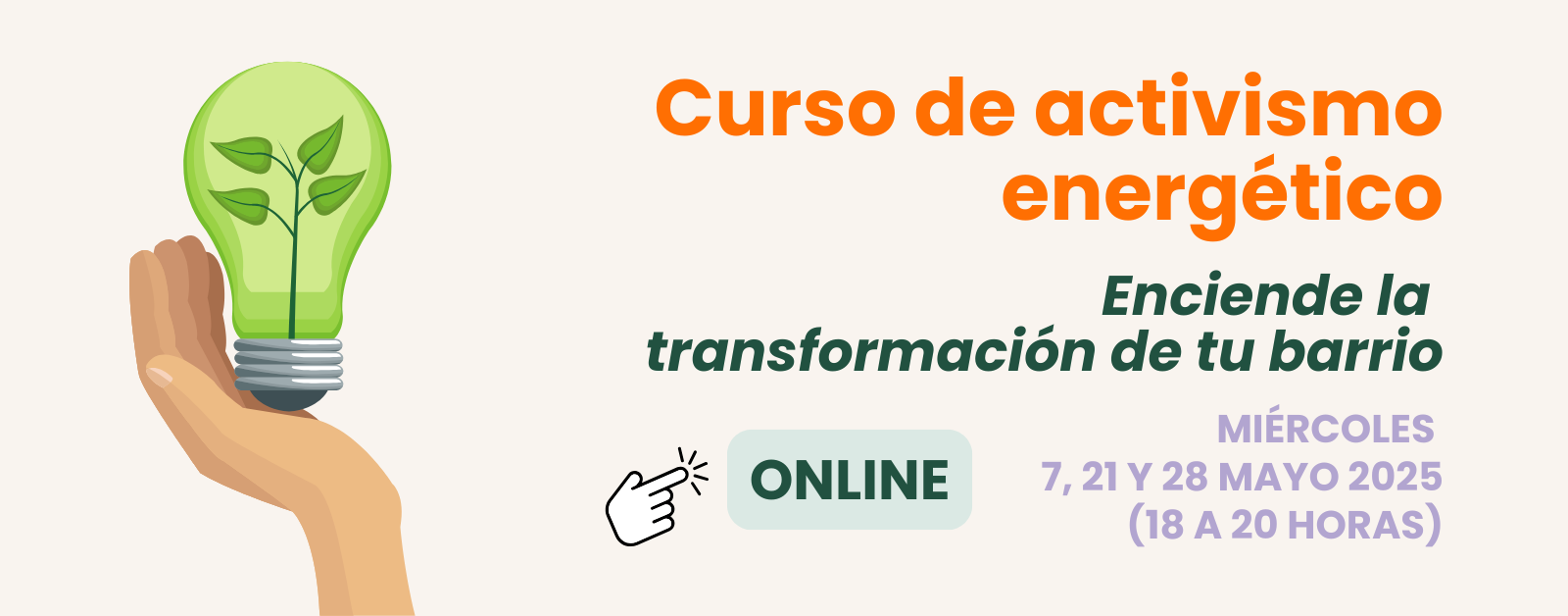 Edición online del Curso de Activismo Energético 1 Banner curso activismo