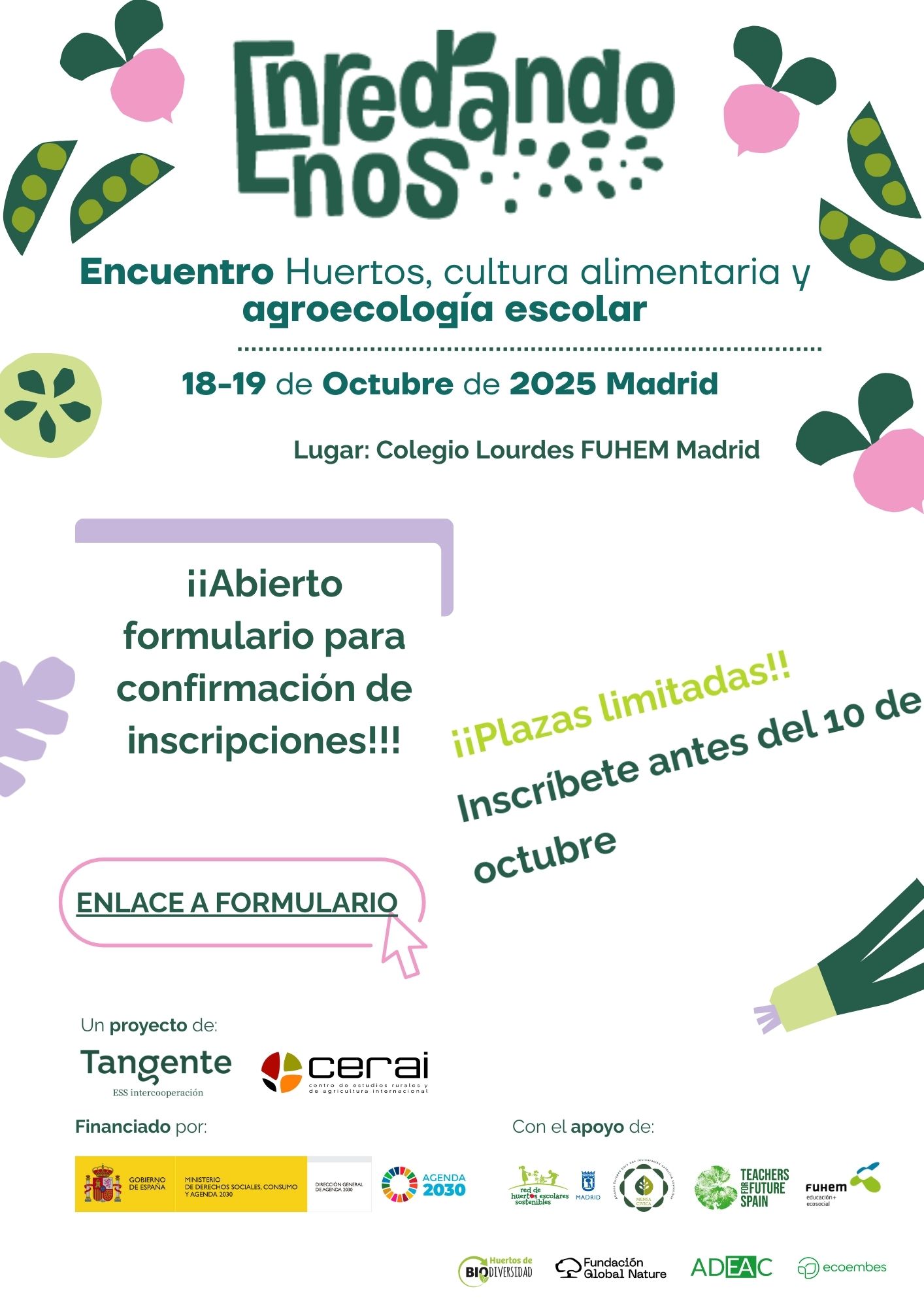 ¡Abierta la inscripción definitiva al III Encuentro Estatal de Huertos Escolares Agroecológicos y Cultura Alimentaria Escolar! 1 Inscripcion encuentro enlace clic